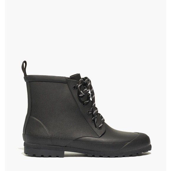 New MADEWELL The Lace-Up Lugsole Rain Boot in Black - Picture 2 of 6